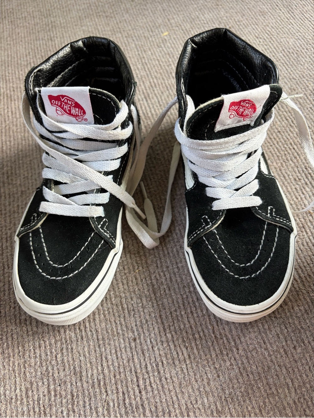Vans Kids Black and White High-Top Skate Shoes